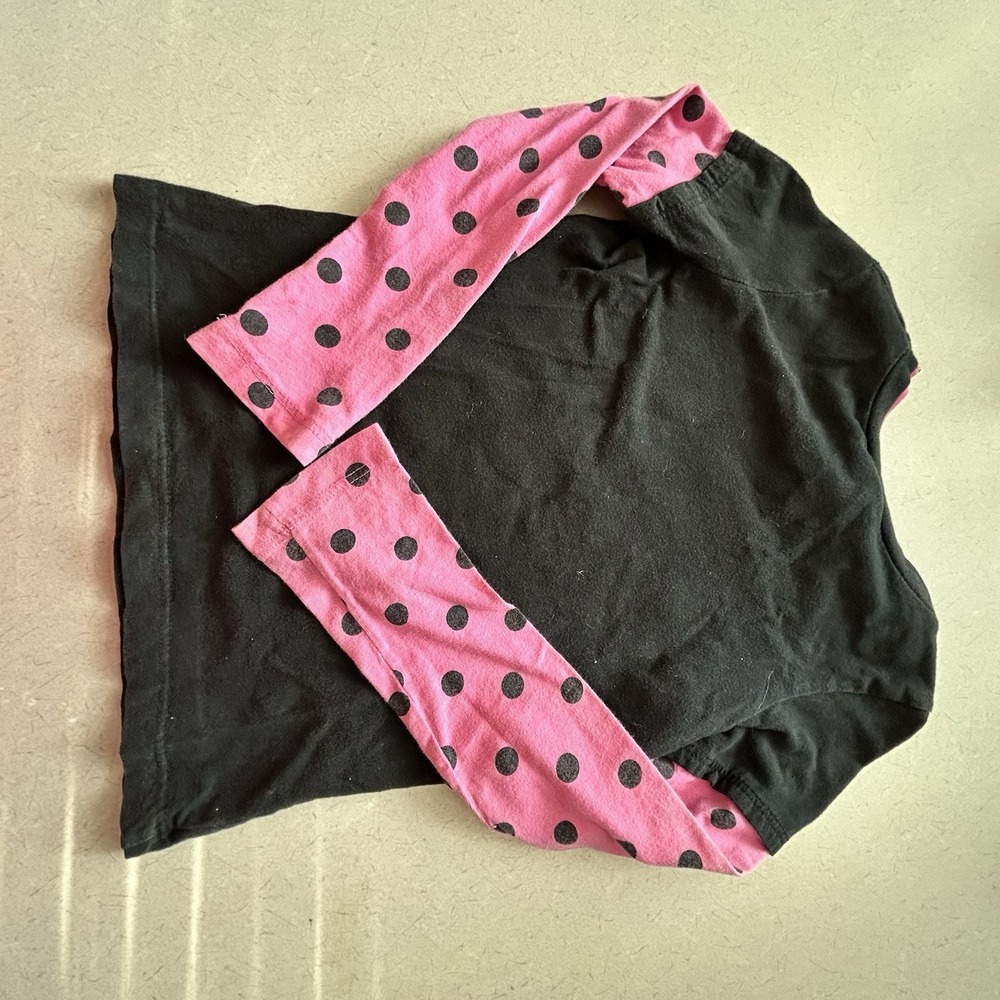 Disney High School Musical Kids Shirt Black Pink‎ Polka Dot Layered Tee Size 6X - Picture 8 of 9